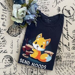 TeeTurtle Fox Sends Noods Graphic Tee Size XL